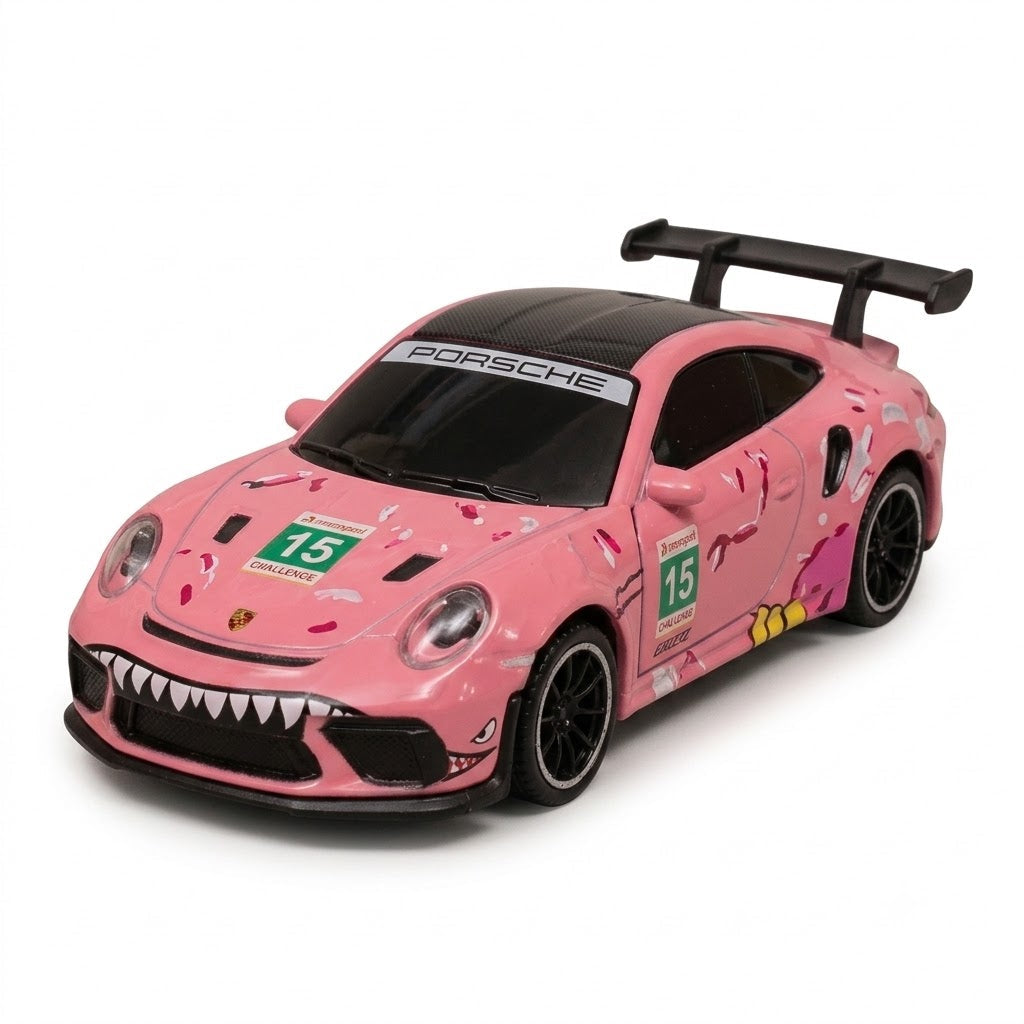 YEGAO 1:64 Porsche 911 GT3 R Roxy Livery RC Diecast Car | 2.4GHz Remote Control | Pink Racing Model