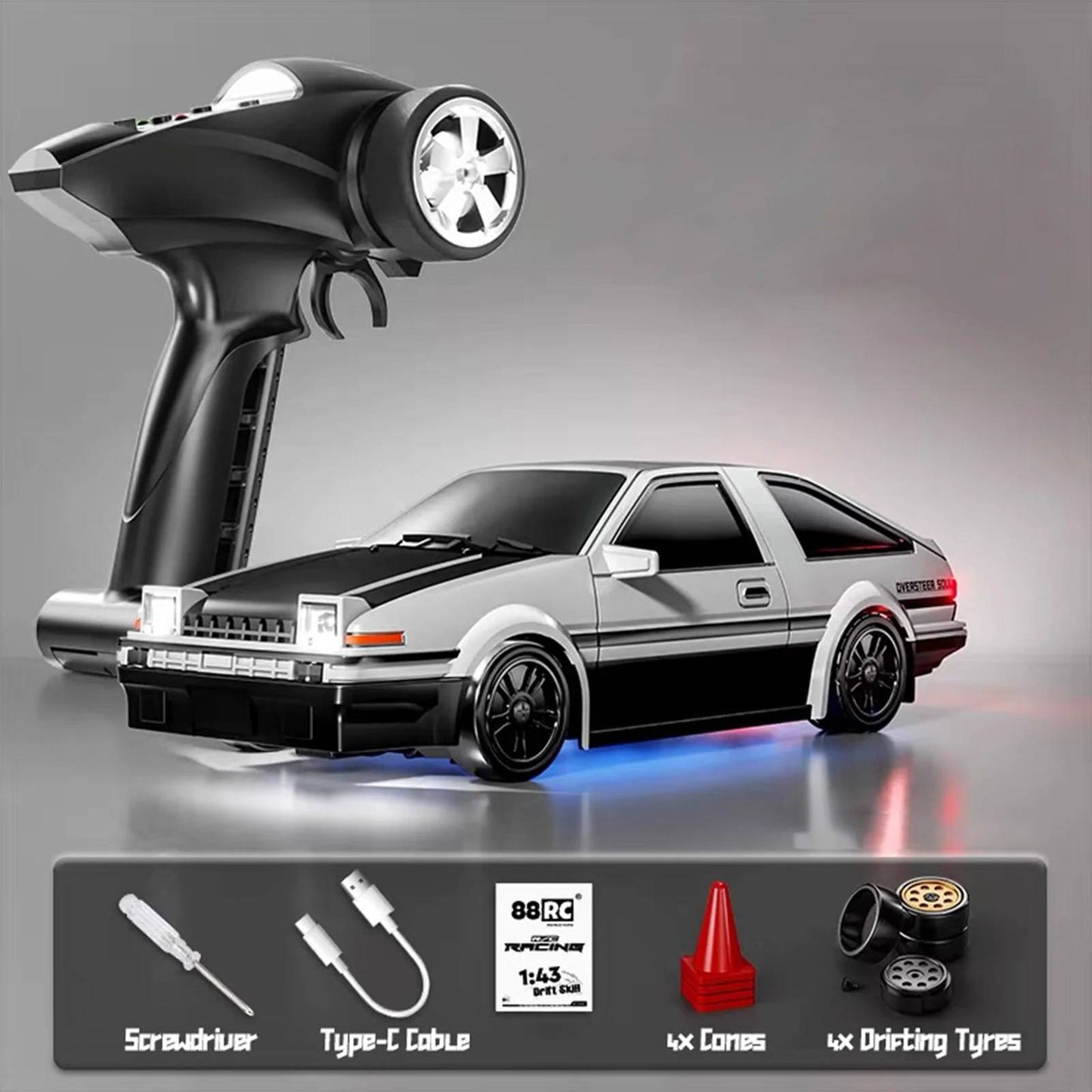 88RC 1:43 Scale Mini RC Drift Car | Alloy Die-Cast