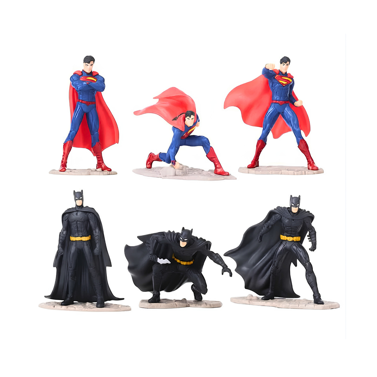 Batman & Superman Figure Set | 6-Piece Set | 10CM | Superhero Action Figures