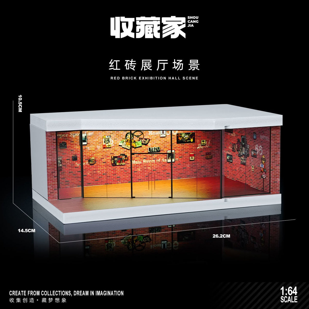 1:64 Scale Single Car Parking Space Diorama Box with LED Light-6