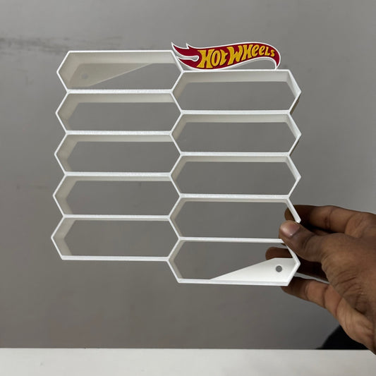Hot Wheels 1:64 Diecast Display Stand – 10 Rack Honeycomb with Hot Wheels Logo (Cars Not Included)