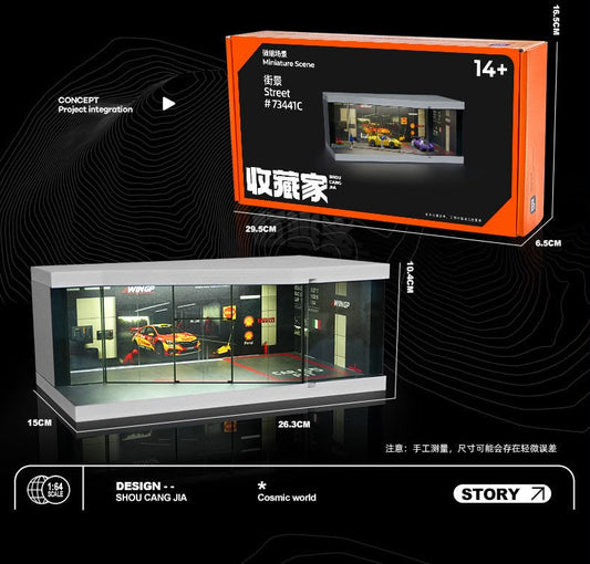 1:64 Scale Single Car Parking Space Diorama Box with LED Light-2
