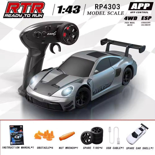 HB Toys RP4303 1:43 Porsche 911 GT3 R Grey RC Drift Car