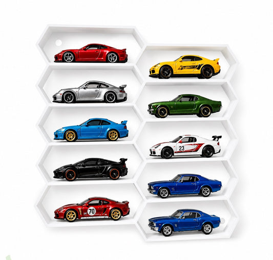 Hot Wheels 1:64 Diecast Display Stand – 10 Rack Honeycomb Model Car Display Stand