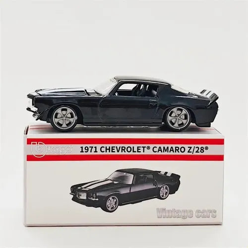 Bburago 1:64 Scale 1971 Chevrolet Camaro Z/28 Black Diecast Model Car – Vintage Cars Edition