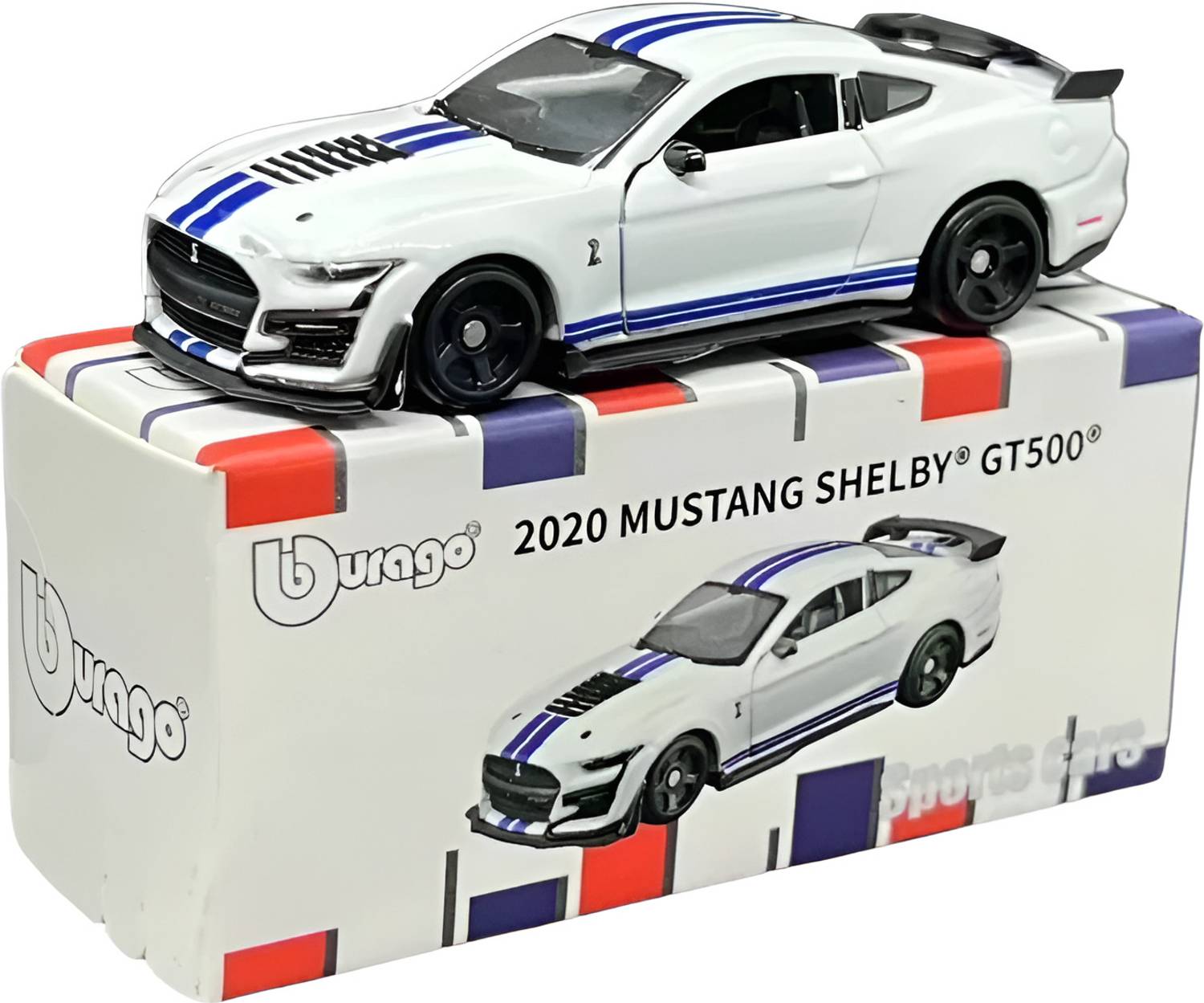 Bburago 1:64 Scale 2020 Ford Mustang Shelby GT500 White Diecast Metal Model Car