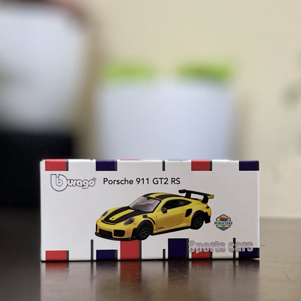 Bburago 1:64 Scale Porsche 911 GT2 RS Yellow with Black Stripes Diecast Model Car