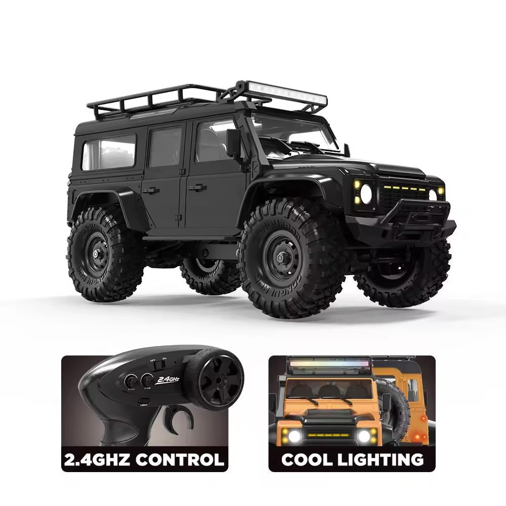HB-R1607 1/16 Defender RC Climbing Car 2.4G 4WD Off Road Racing Car 15KM/H High Speed Vehicle With Lights (black)