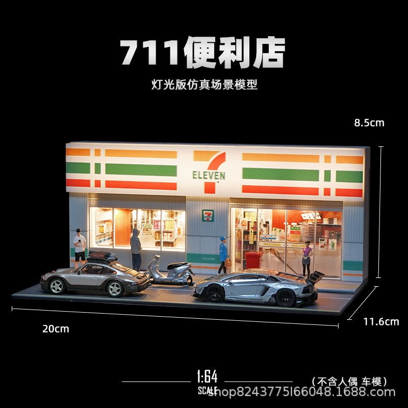 1:64 Scale Single Car Parking Space Diorama Box with LED Light-1