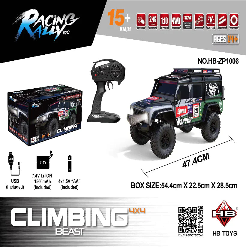 HB Toys ZP1006 1:10Land Rover Defender RTR 4WD Rc off road crawler