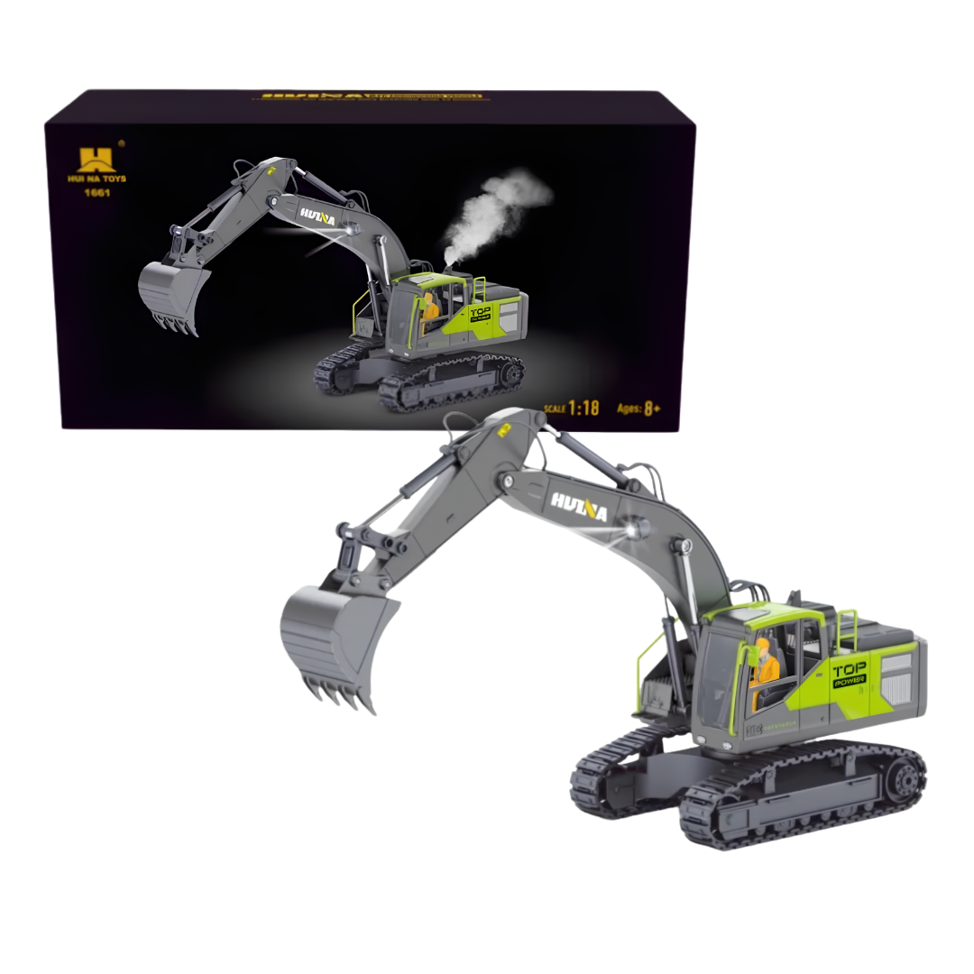 HUINA 1661 1:18 Scale RC Excavator Die-Cast Metal Construction Vehicle with LED Lights