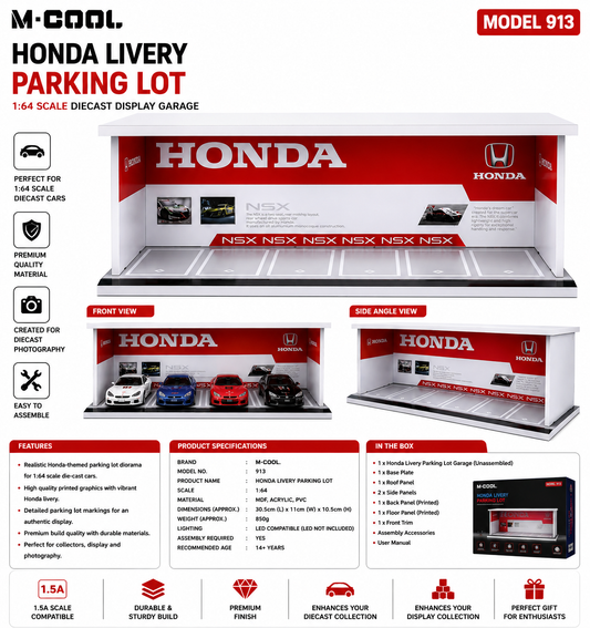 M-COOL Honda Livery Parking Lot 1:64 Scale Diorama Display Base for Diecast Cars