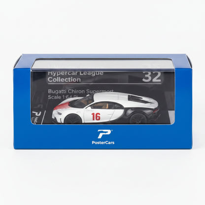 PosterCars | Bugatti Chiron Super Sport | White | 1:64 Scale | Diecast Model Car