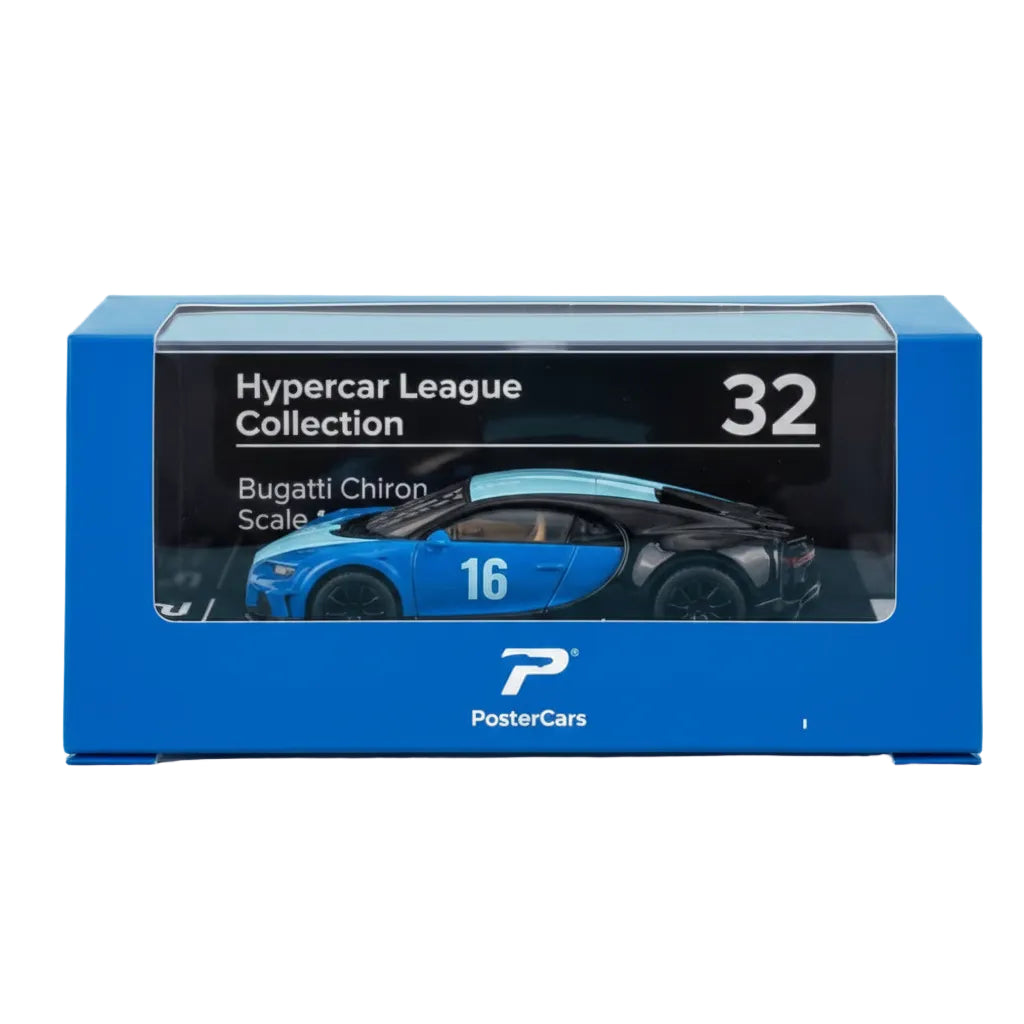 PosterCars | Bugatti Chiron Super Sport | Blue | 1:64 Scale | Diecast Model Car