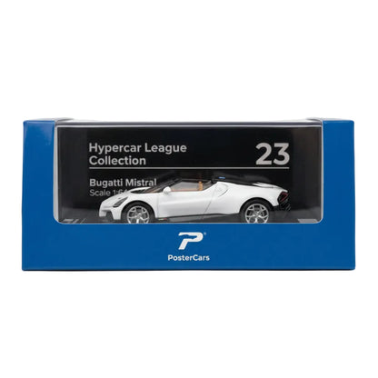 PosterCars | Bugatti Mistral | White | 1:64 Scale | Diecast Model Car