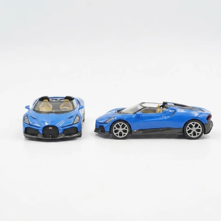 PosterCars | Bugatti Mistral | Blue | 1:64 Scale | Diecast Model Car
