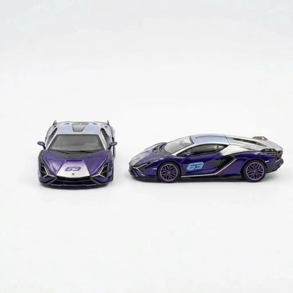 PosterCars | Lamborghini Sián FKP 37 | Violet | 1:64 Scale | Diecast Model Car