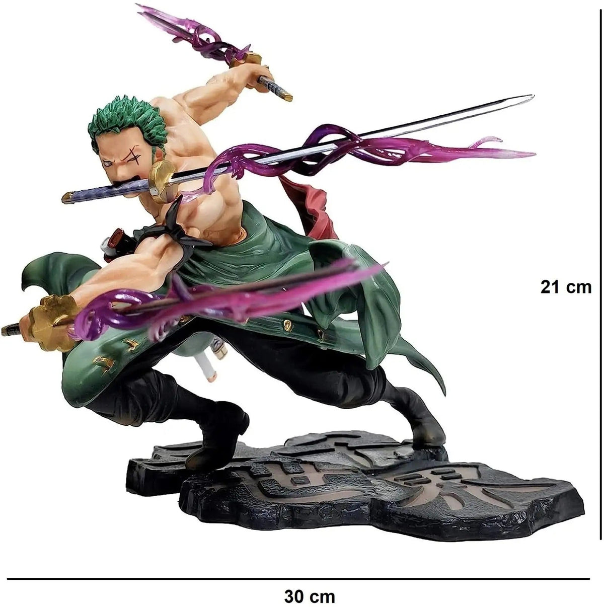 Roronoa Zoro Santoryu collectible with three swords and display base