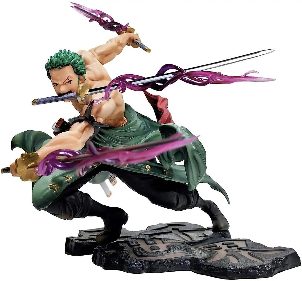 Roronoa Zoro | Three Sword Style Santoryu | 16CM | One Piece | Anime Action Figure | Purple Energy Effect