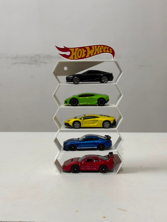 Hot Wheels 1:64 Diecast Display Stand – 5 Rack Honeycomb with Hot Wheels Logo (Cars Not Included)