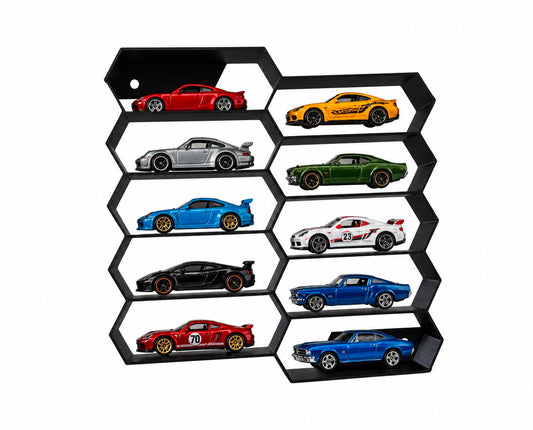Hot Wheels 1:64 Diecast Display Stand – 10 Rack Honeycomb Model Car Display Stand