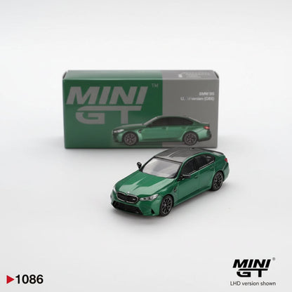 MINI GT #1086 1:64 BMW M5 Isle of Man Green Diecast Car